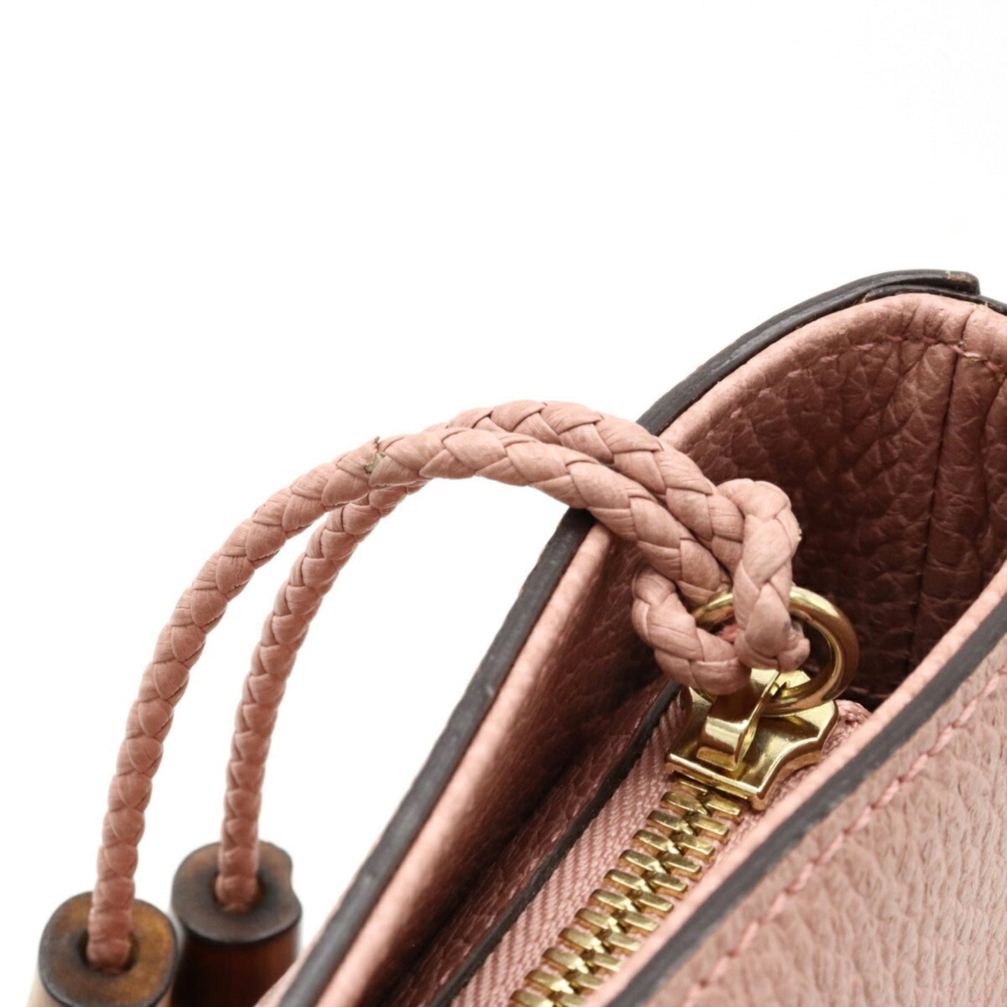GUCCI Bamboo Tote Bag Handbag Shoulder Leather Pink 449642