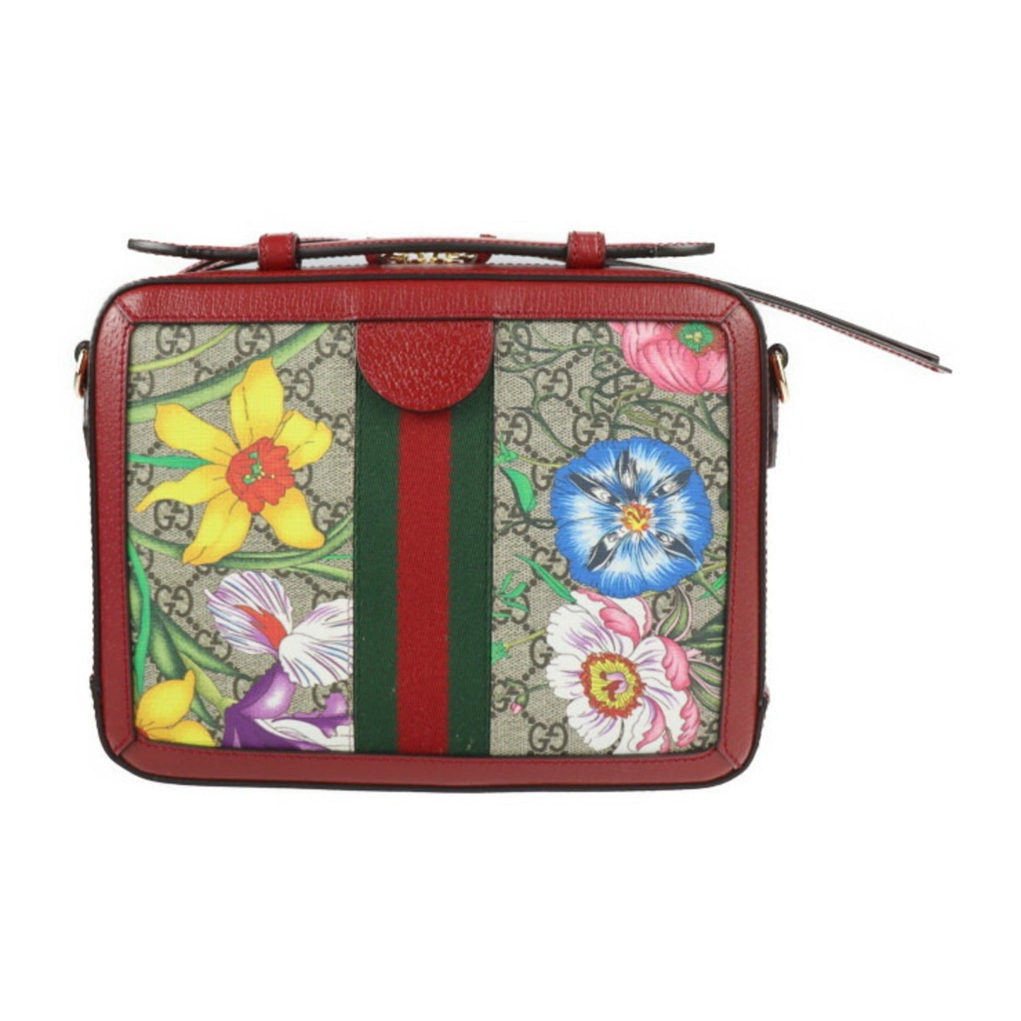 Gucci GG Small Shoulder Bag Ophidia Web 550622 Supreme Canvas Leather Red Multicolor Gold Hardware 2WAY Handbag