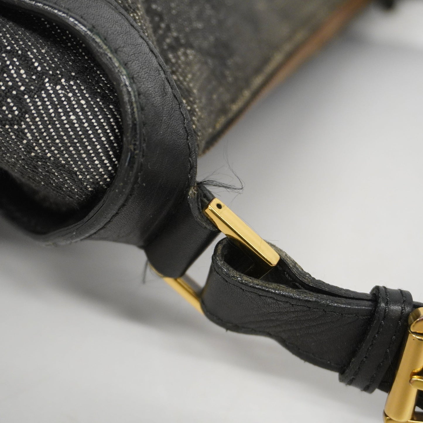 GUCCIAuth GG Canvas Shoulder Bag 92706 Women's Leather Black
