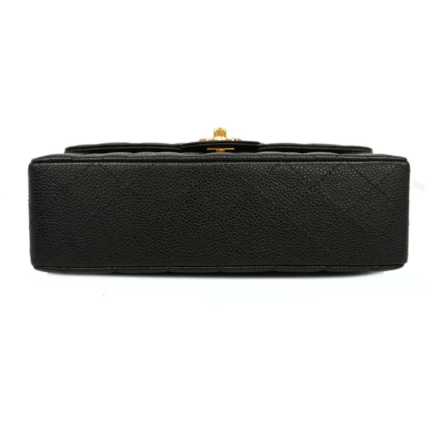 CHANELAuth Matelasse W Flap W Chain Women's Caviar Leather Shoulder Bag Black