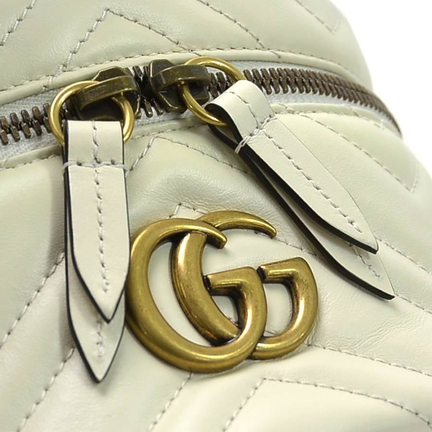 Gucci Handbag Backpack GG Marmont Quilted Leather Mini Bianco Calf Ladies 598594