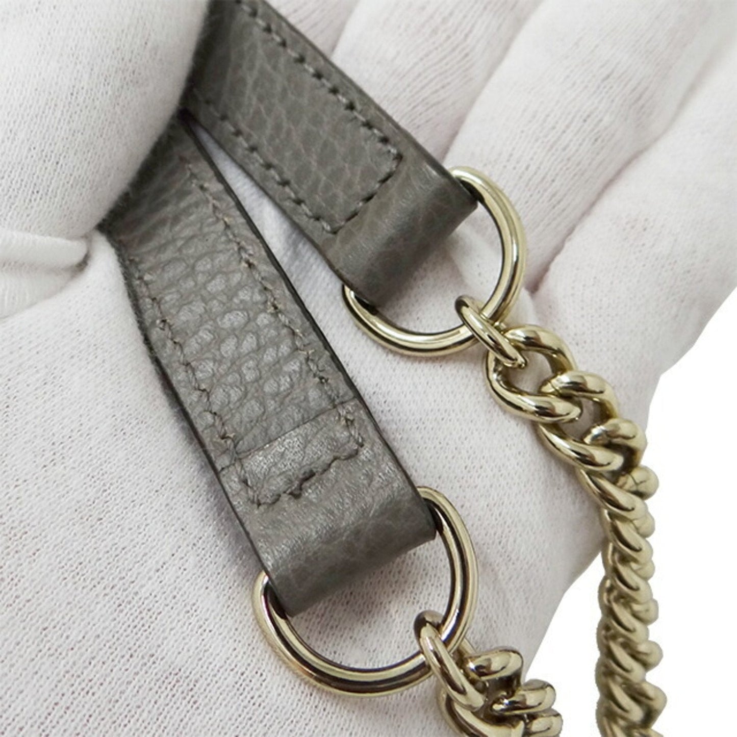 Gucci Bag ladies interlocking shoulder leather chain gray 510314