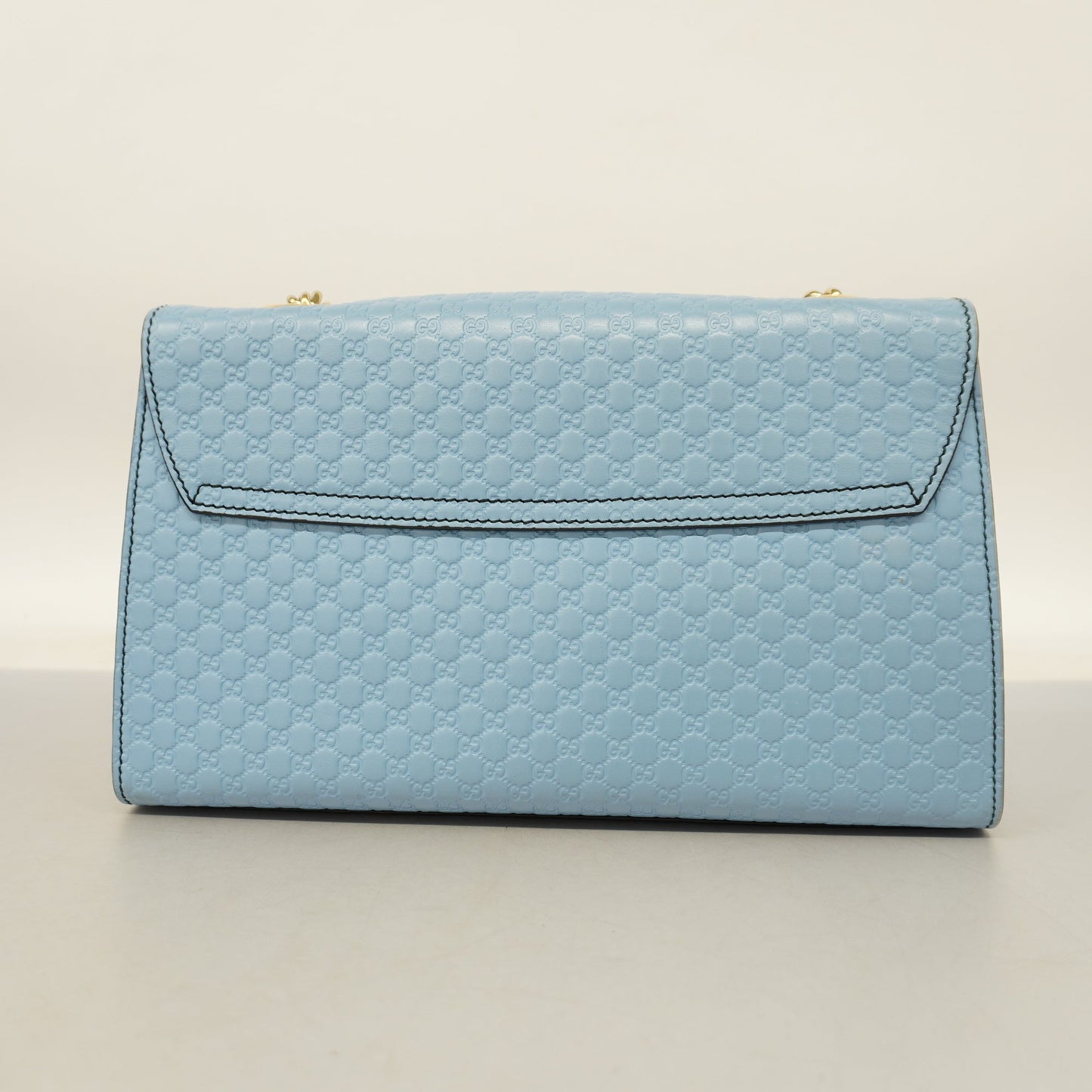 GUCCIAuth Micro GG Emily 449635 Women's Leather Shoulder Bag Light Blue