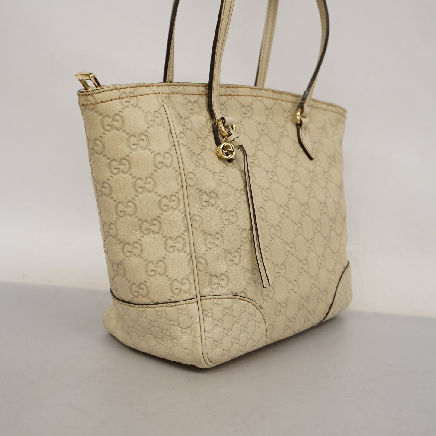 GUCCI ssima Tote Bag Shima 353119 Women's Leather Tote Bag Ivory