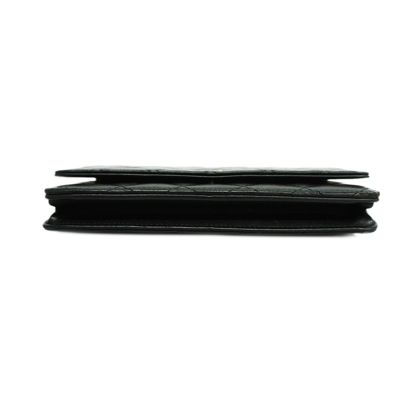 ChanelAuth Matelasse Chain Shoulder Gold Hardware Lambskin Wallet Black