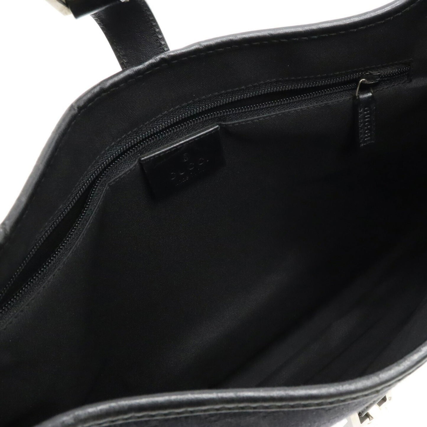 GUCCI GG Canvas Jackie Line Shoulder Bag Leather Black 001.3306.3444