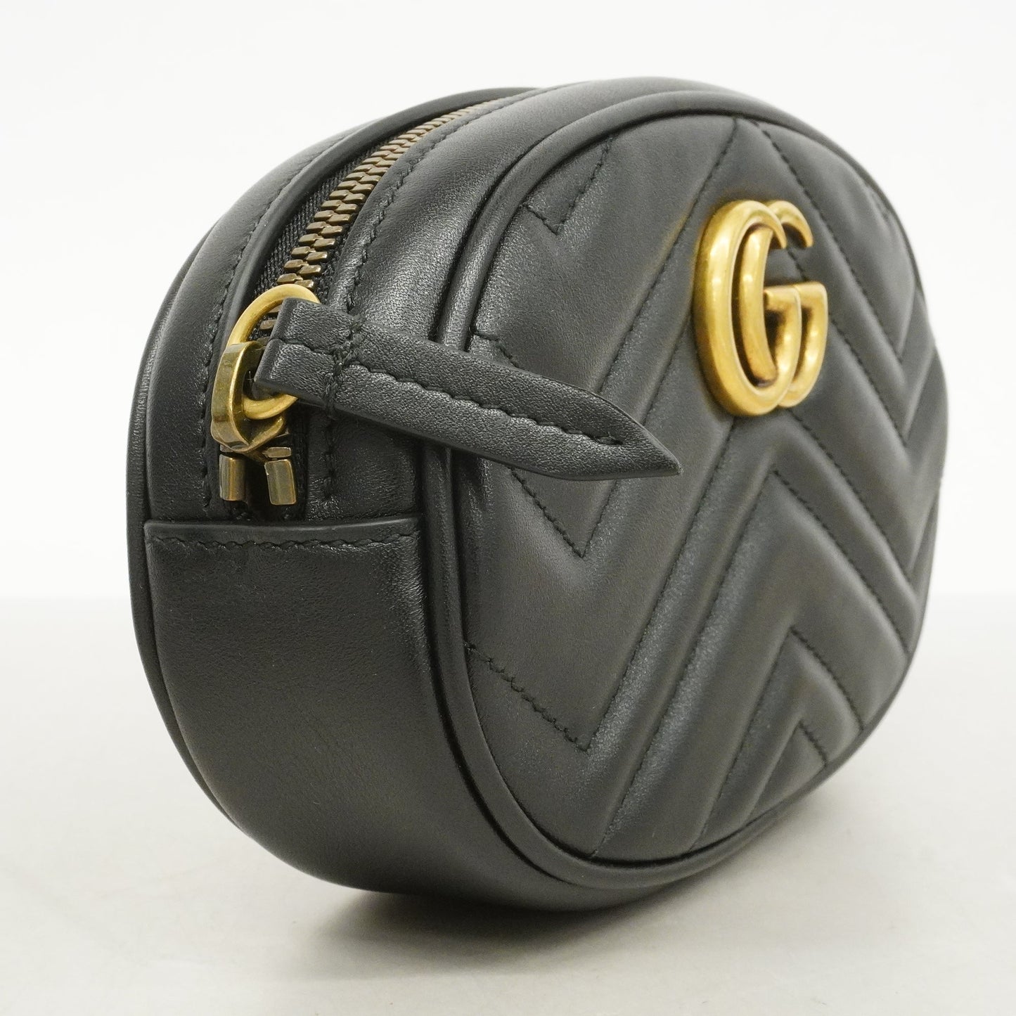 Gucci Waist Bag GG Marmont 476434 Leather Black Gold metal