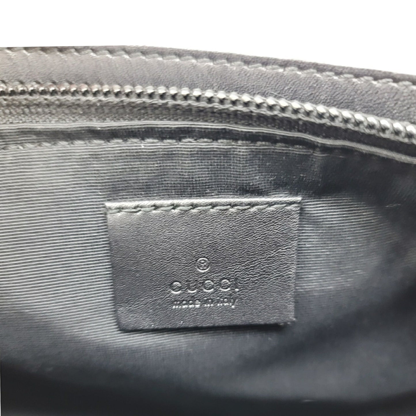 GUCCI 07198 Gray Black Pouch Handbag Back Canvas Leather Women Men Unisex