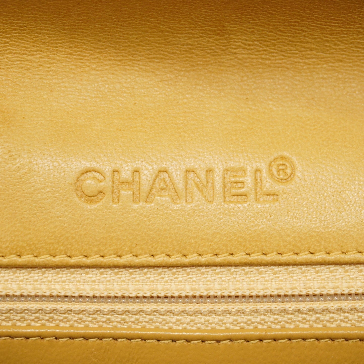 CHANEL Chocolate Bar Shoulder Bag Wild Stitch W Chain Women's Bag Beige