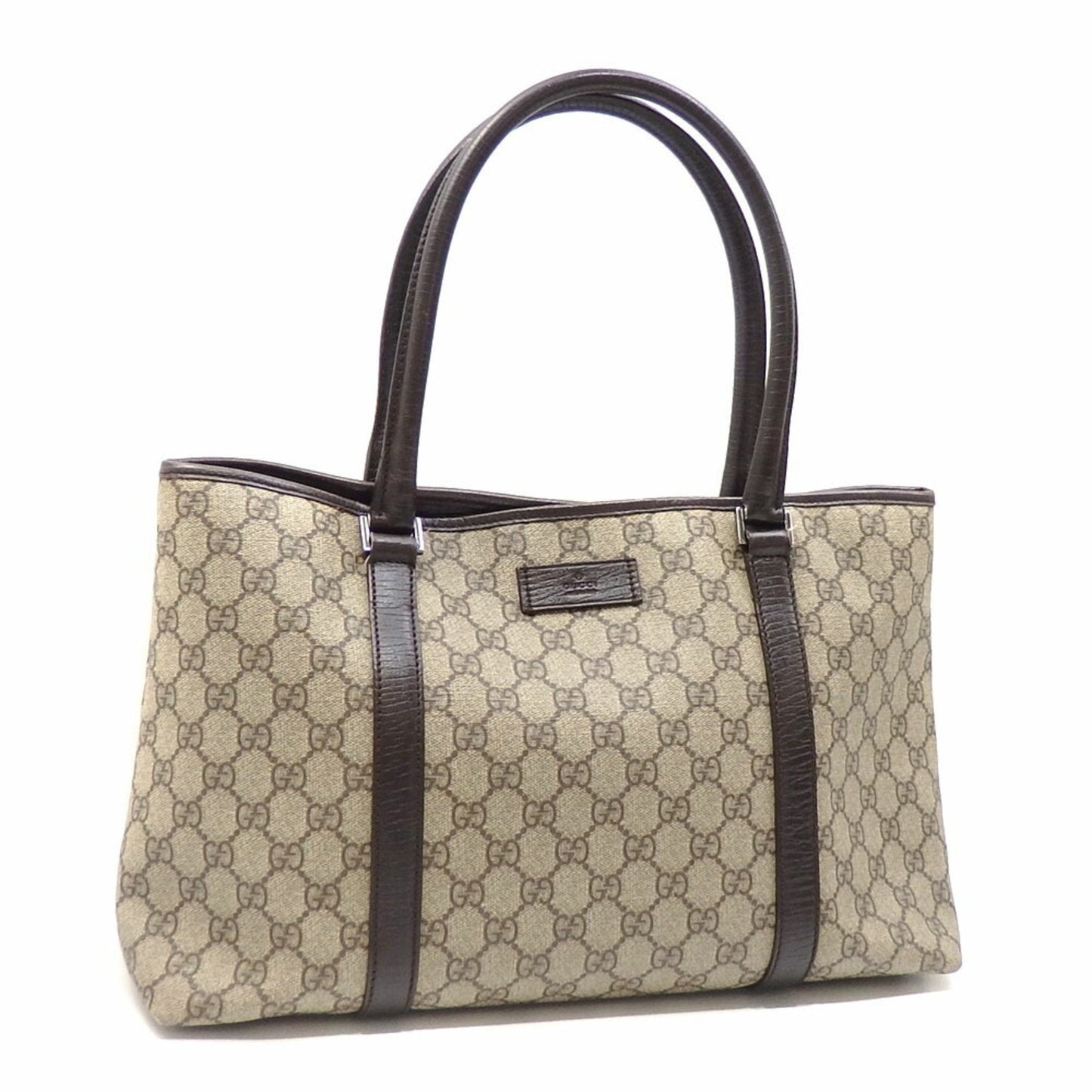 Gucci Tote Bag GG Supreme Women's Beige Brown PVC Leather 114595 204990