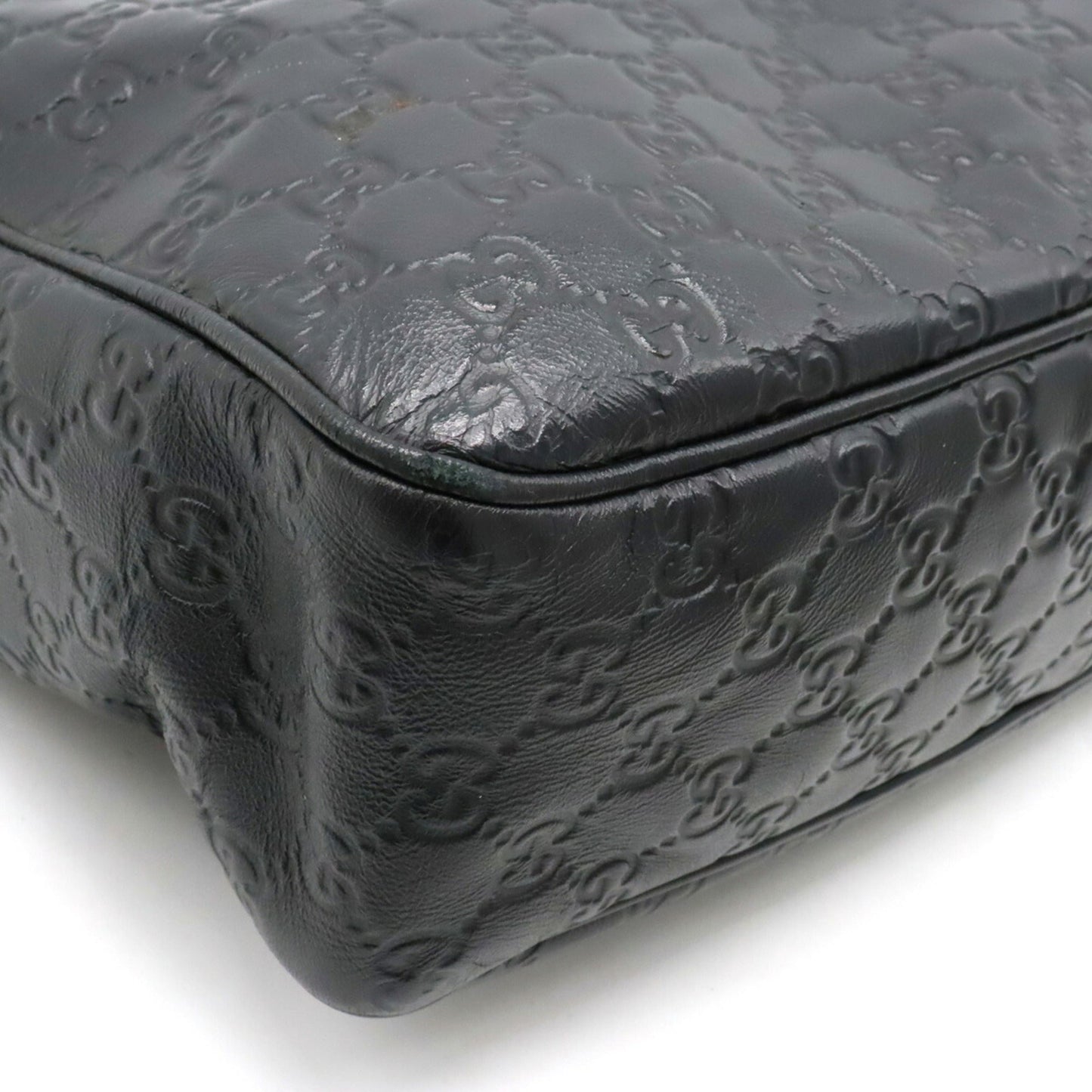 GUCCI sima Shoulder Bag Leather Black 322080