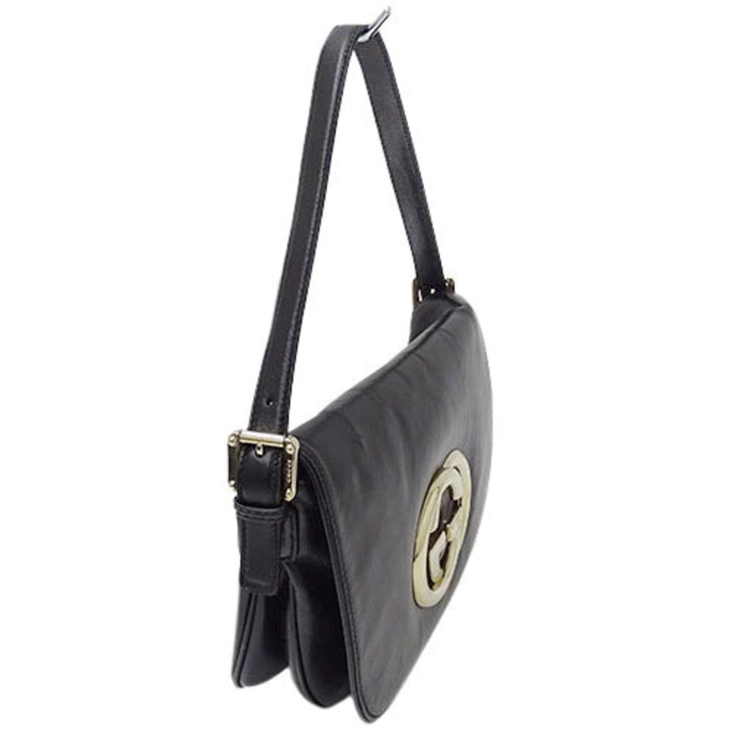 Gucci bag ladies shoulder leather black 161727