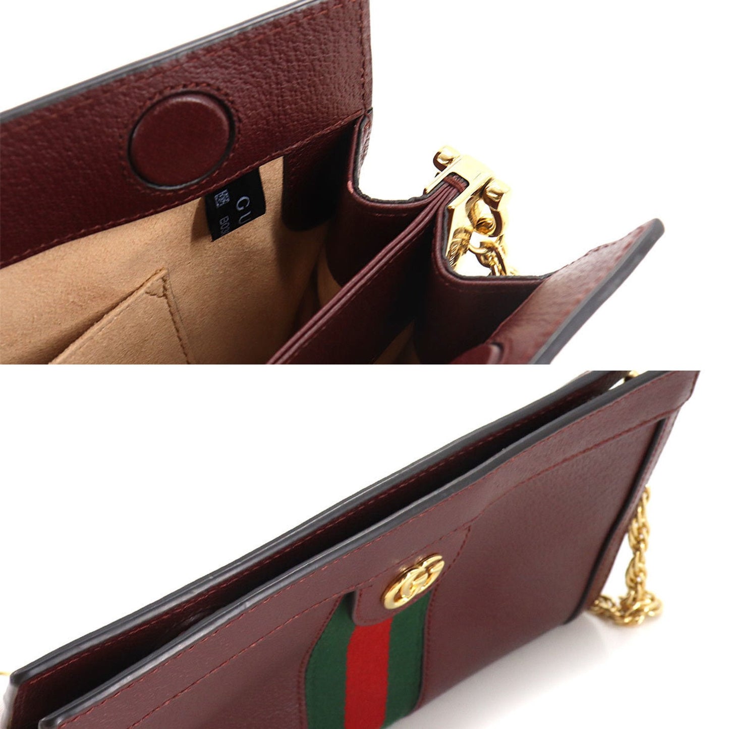 Gucci Ophidia GG Small Shoulder Bag Leather Bordeaux 503877