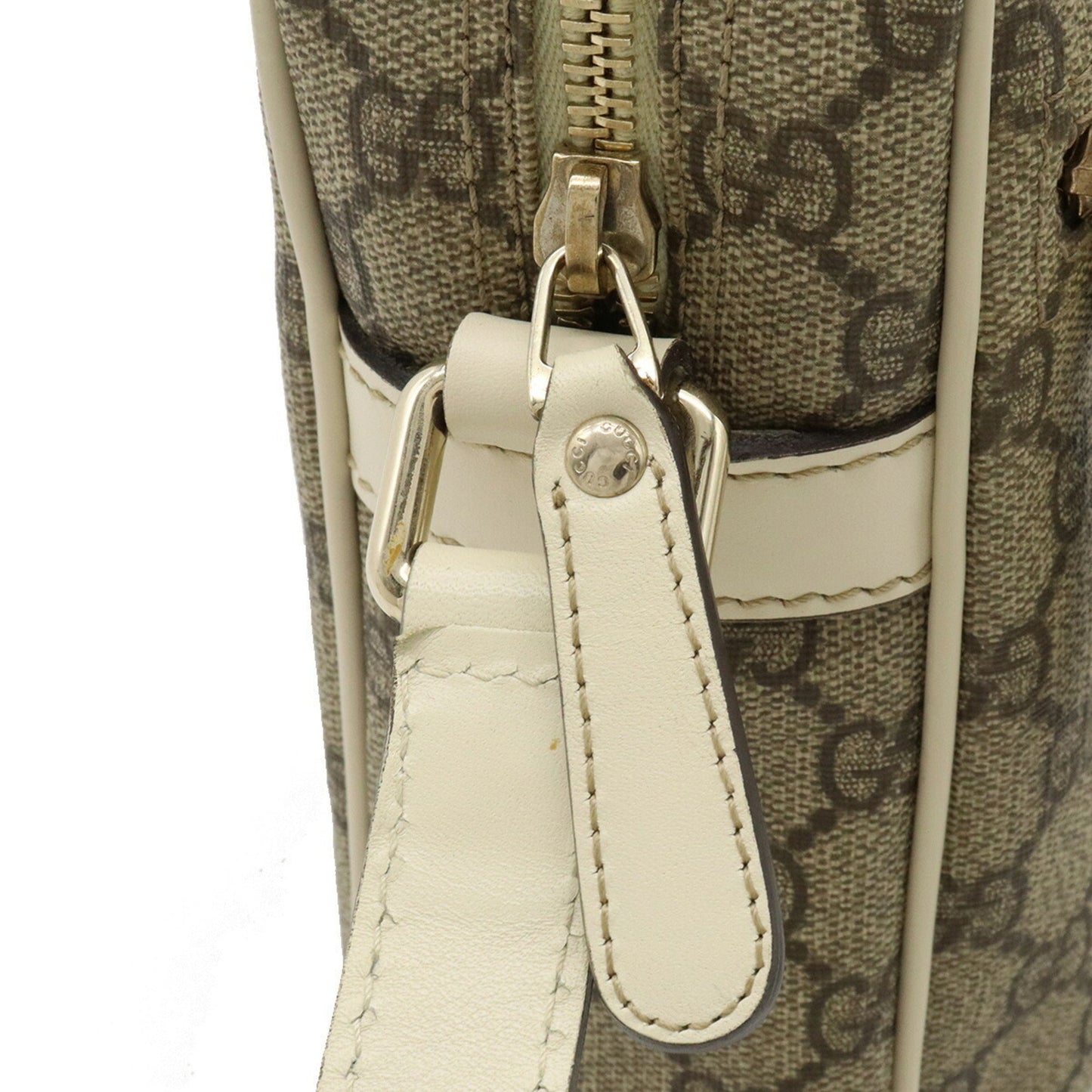 GUCCI GG Plus Supreme Shoulder Bag Pochette PVC Leather Khaki Beige Brown Ivory 233268
