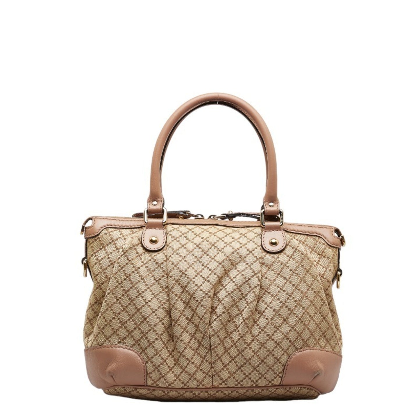 GUCCI Diamante Sookie Handbag Shoulder Bag 247902 Beige Pink Canvas Leather Women's