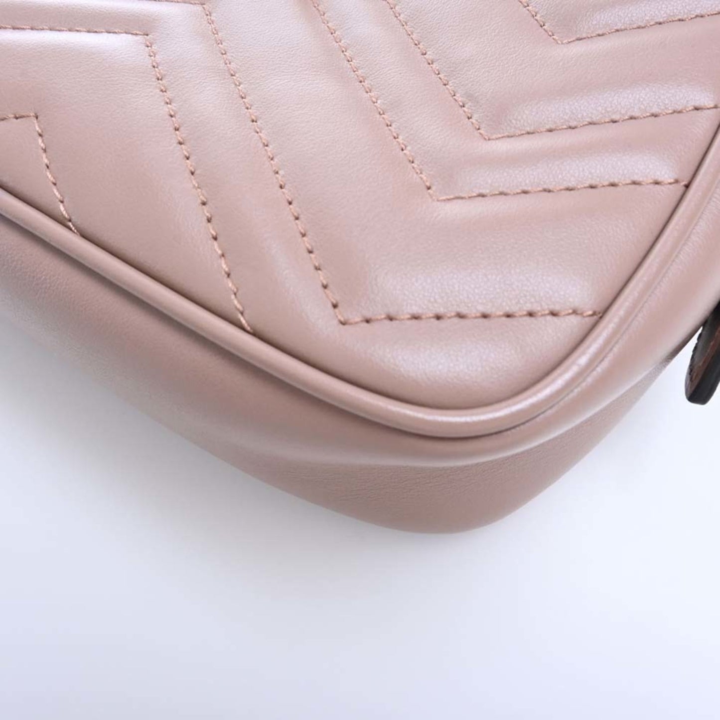 GUCCI GG Marmont Leather Chain Shoulder Bag 448065 Pink Beige Women's