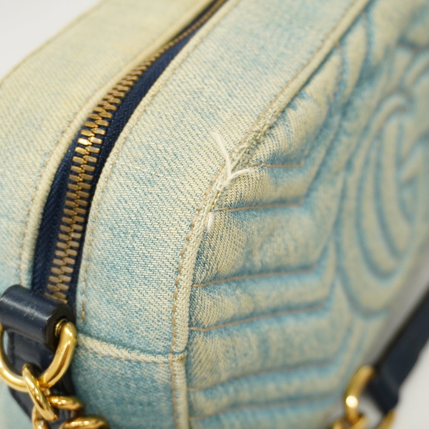 Gucci GG Marmont Shoulder Bag Velor 447632 Women's Denim Light Blue