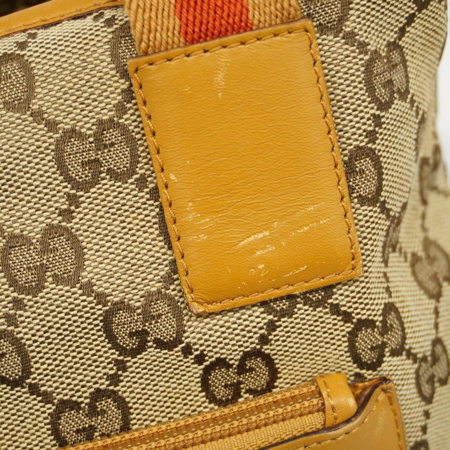GUCCI GG Canvas 019 0402 Women's Leather Tote Bag Beige