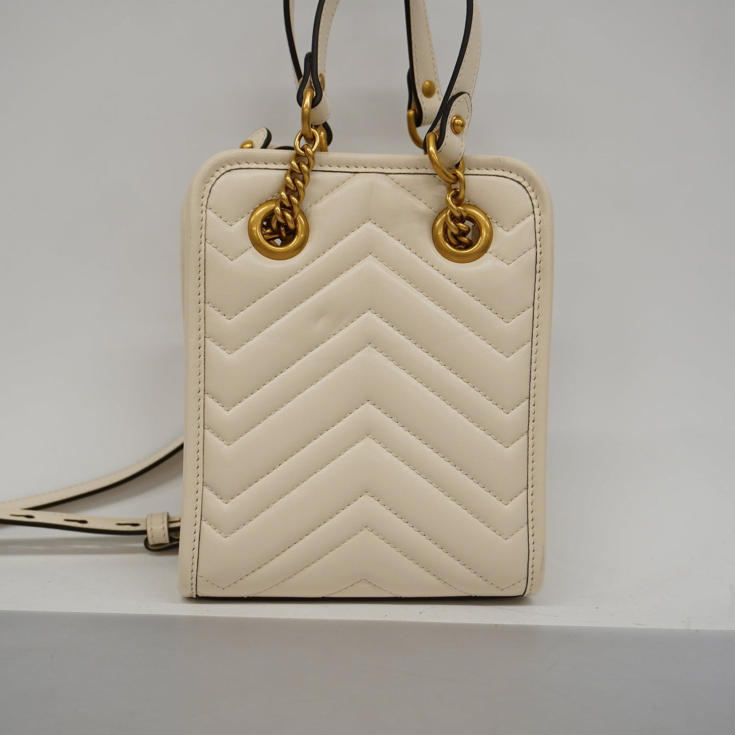 GUCCIAuth GG Marmont 2WAY Bag 696123 Women's Leather Handbag,Shoulder Bag Ivory