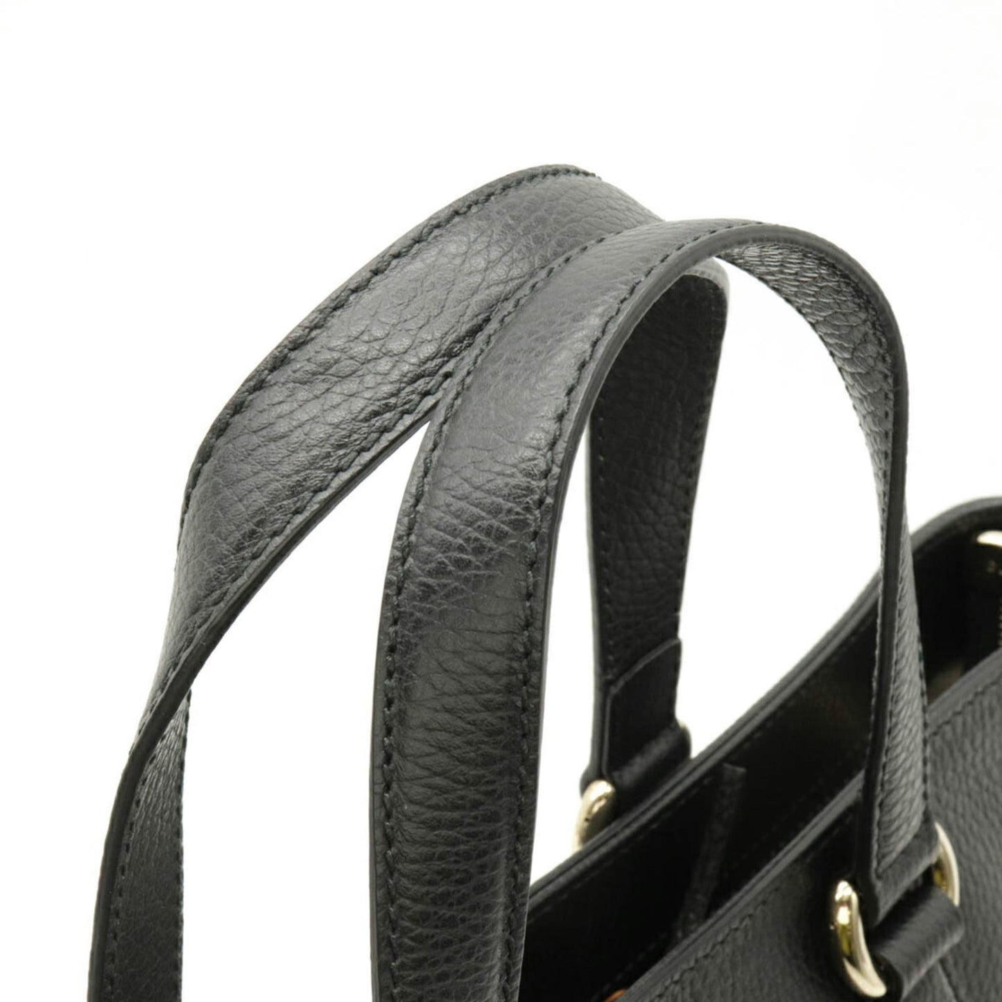 Gucci bamboo tote bag handbag shoulder leather black 449642