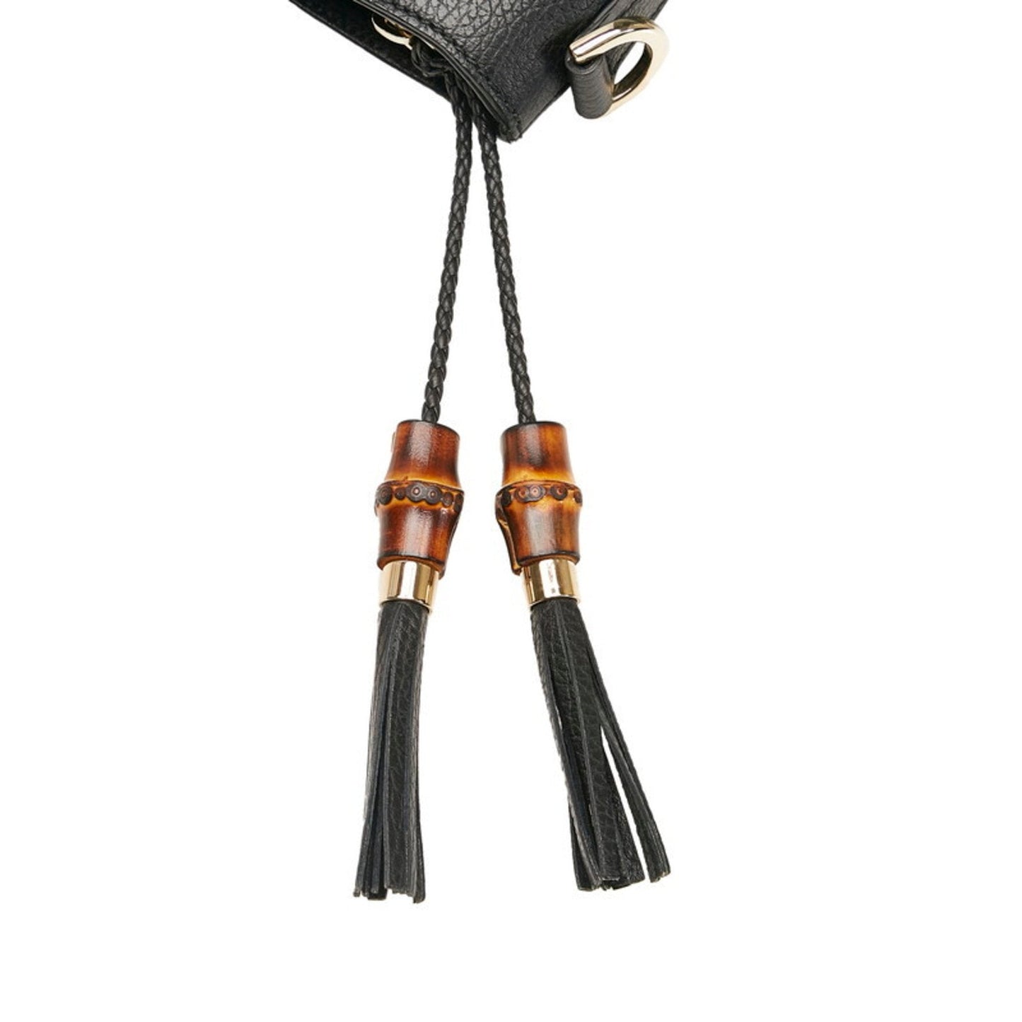 Gucci bamboo tassel tote bag shoulder 365345 black leather ladies Gucci