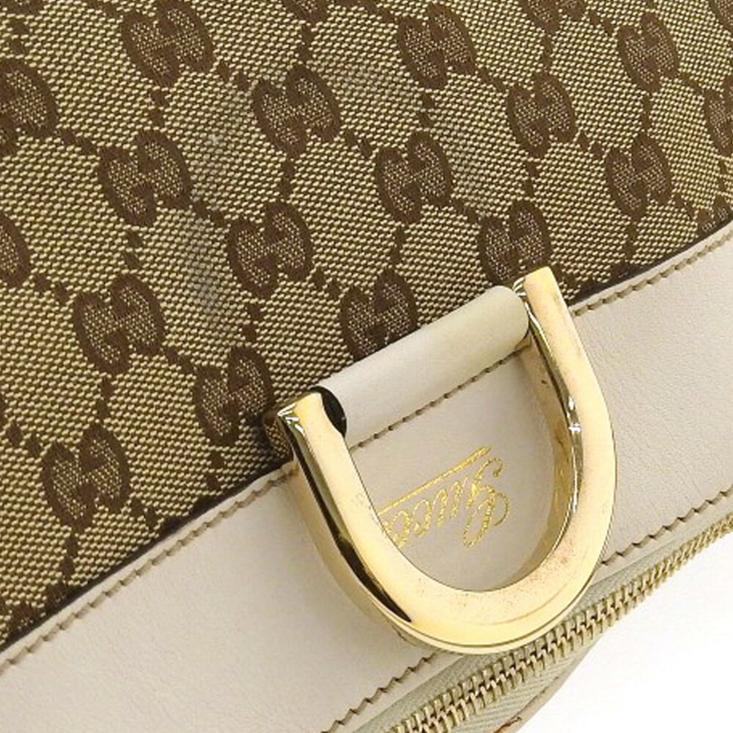 Gucci GG Canvas Tote Bag Logo Handbag Brown White 189831 002122