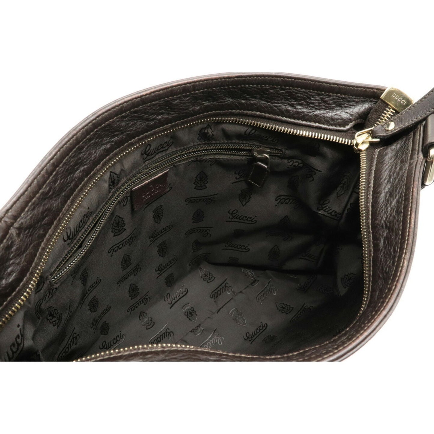 Gucci shoulder bag crossbody leather dark brown 201446