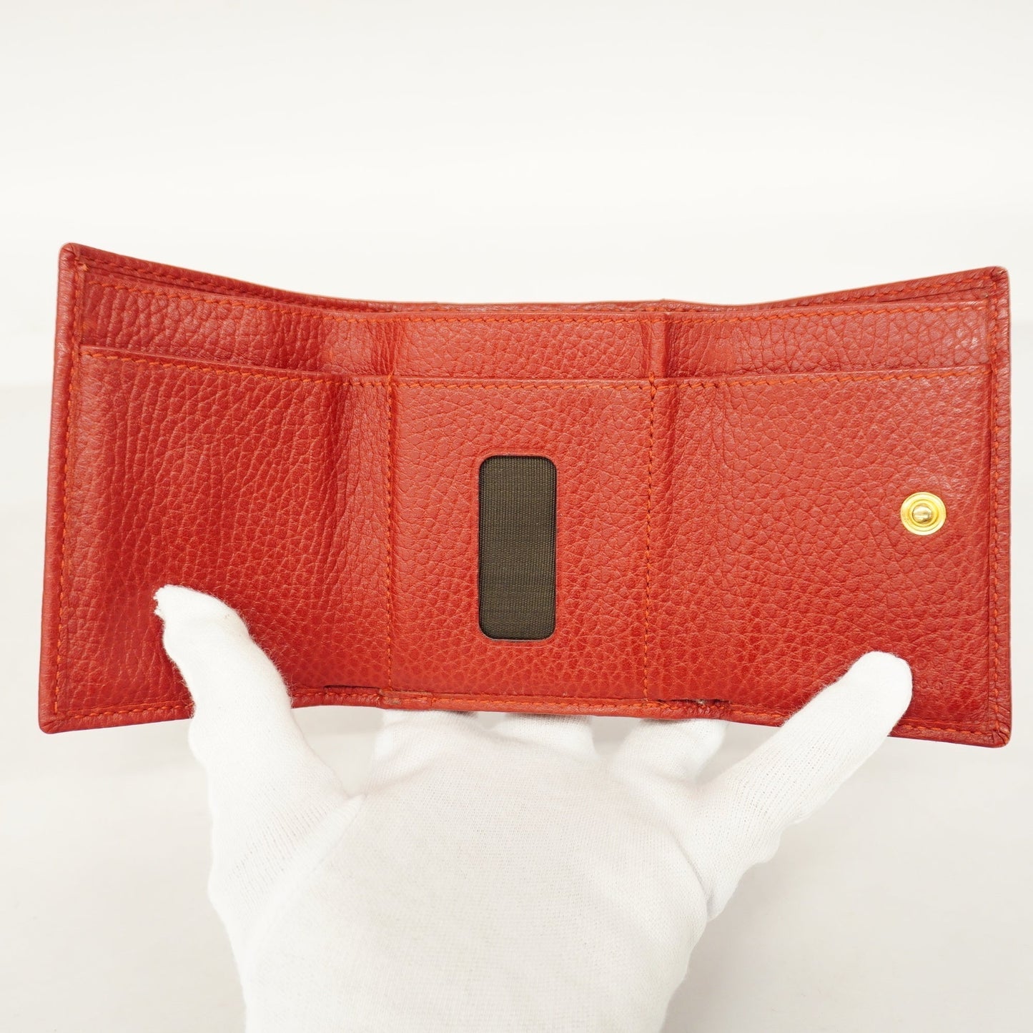 GUCCIAuth Tri-fold Wallet GG Marmont Gold Metal 474746 Women's Leather Wallet