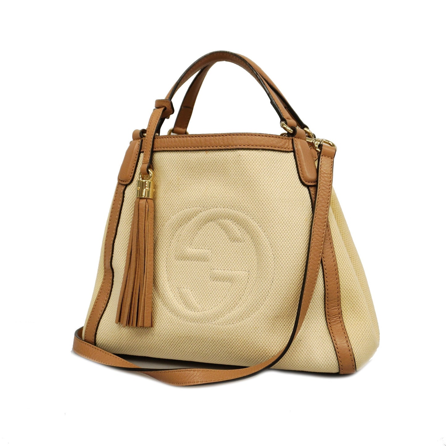 GUCCIAuth Soho 2way Bag Natural/brown336751Leather,Canvas Handbag,Shoulder Bag