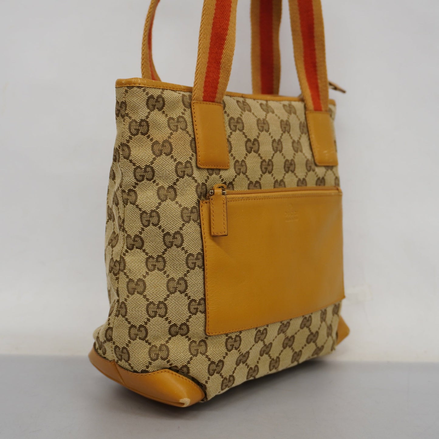 GUCCI GG Canvas 019 0402 Women's Leather Tote Bag Beige