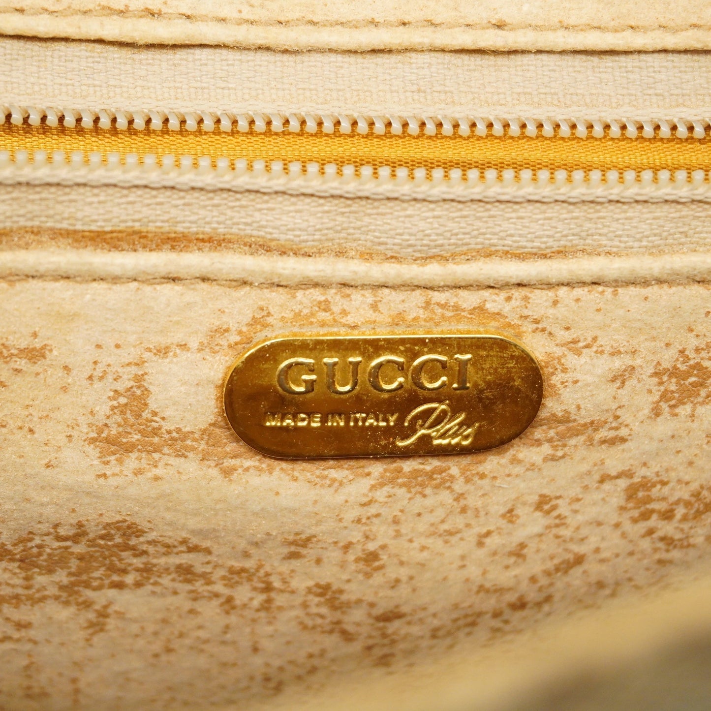 GUCCI GG Plus 122754 PVC Shoulder Bag Beige,Brown