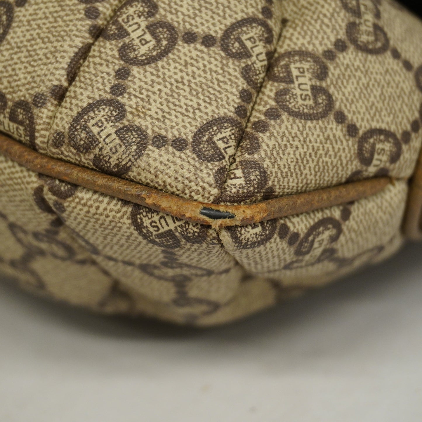 GUCCI GG Plus 122754 PVC Shoulder Bag Beige,Brown
