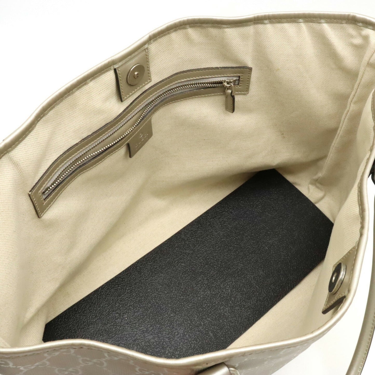 GUCCI GG Implement Tote Bag Shoulder PVC Leather Silver 197953