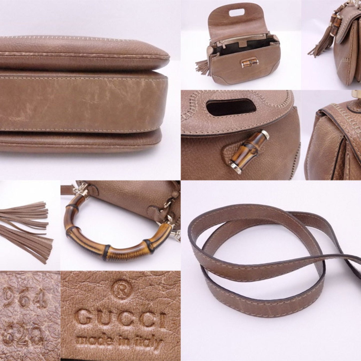 Gucci 2Way Bag Bamboo Brown Leather x Gold Hardware Handbag Shoulder Women's 224964