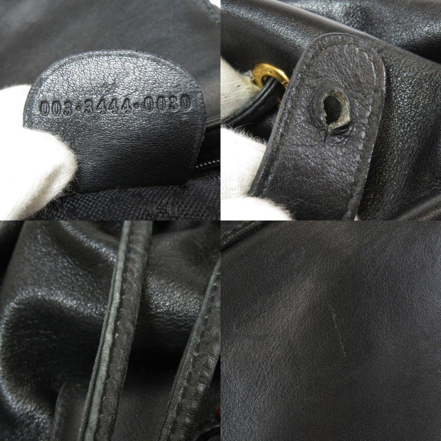 Gucci 003 3444 Bamboo Backpack Daypack Leather Ladies