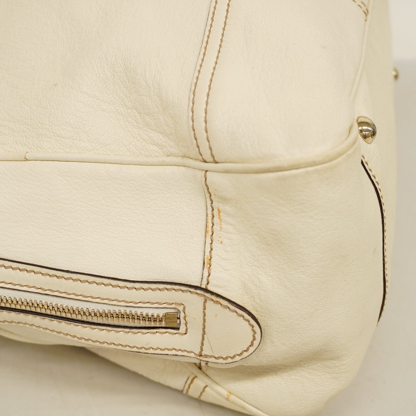 GUCCI Sherry Princey 163805 Women's Leather Tote Bag Ivory