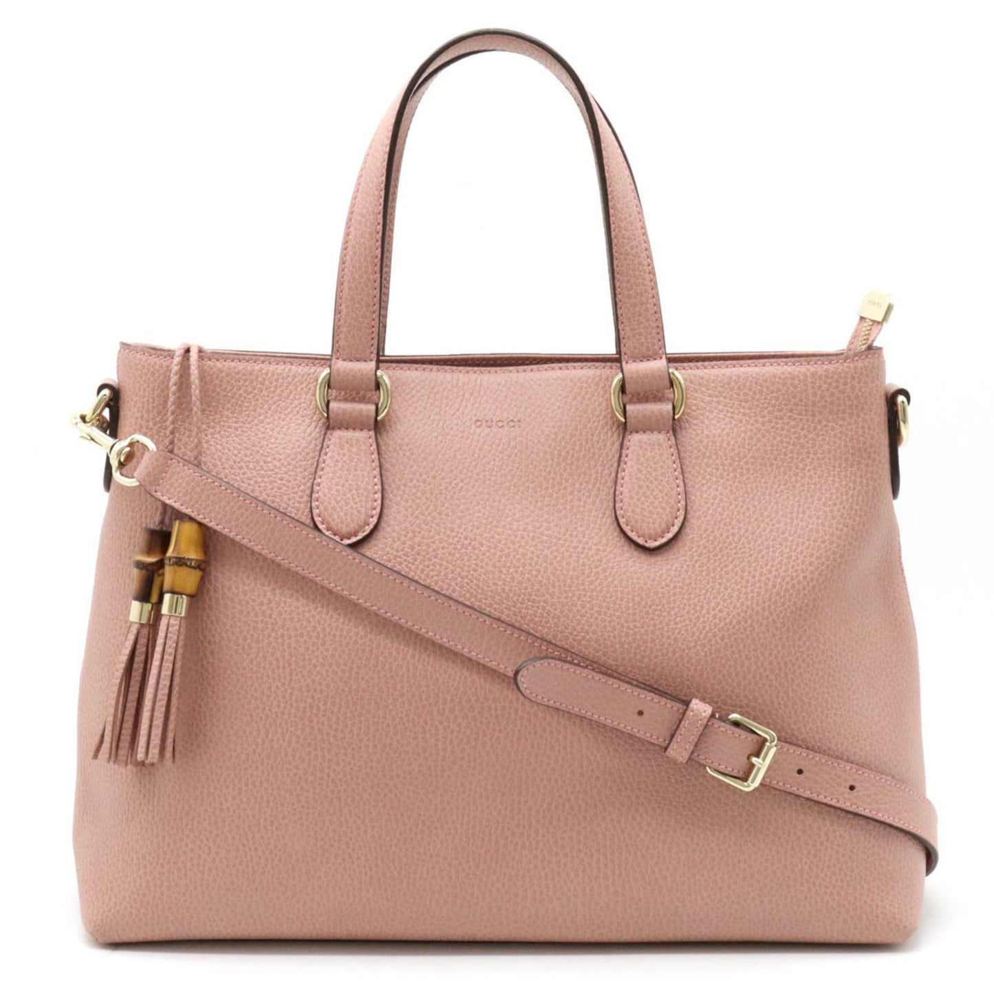 GUCCI Bamboo Tote Bag Handbag Shoulder Leather Pink 449642