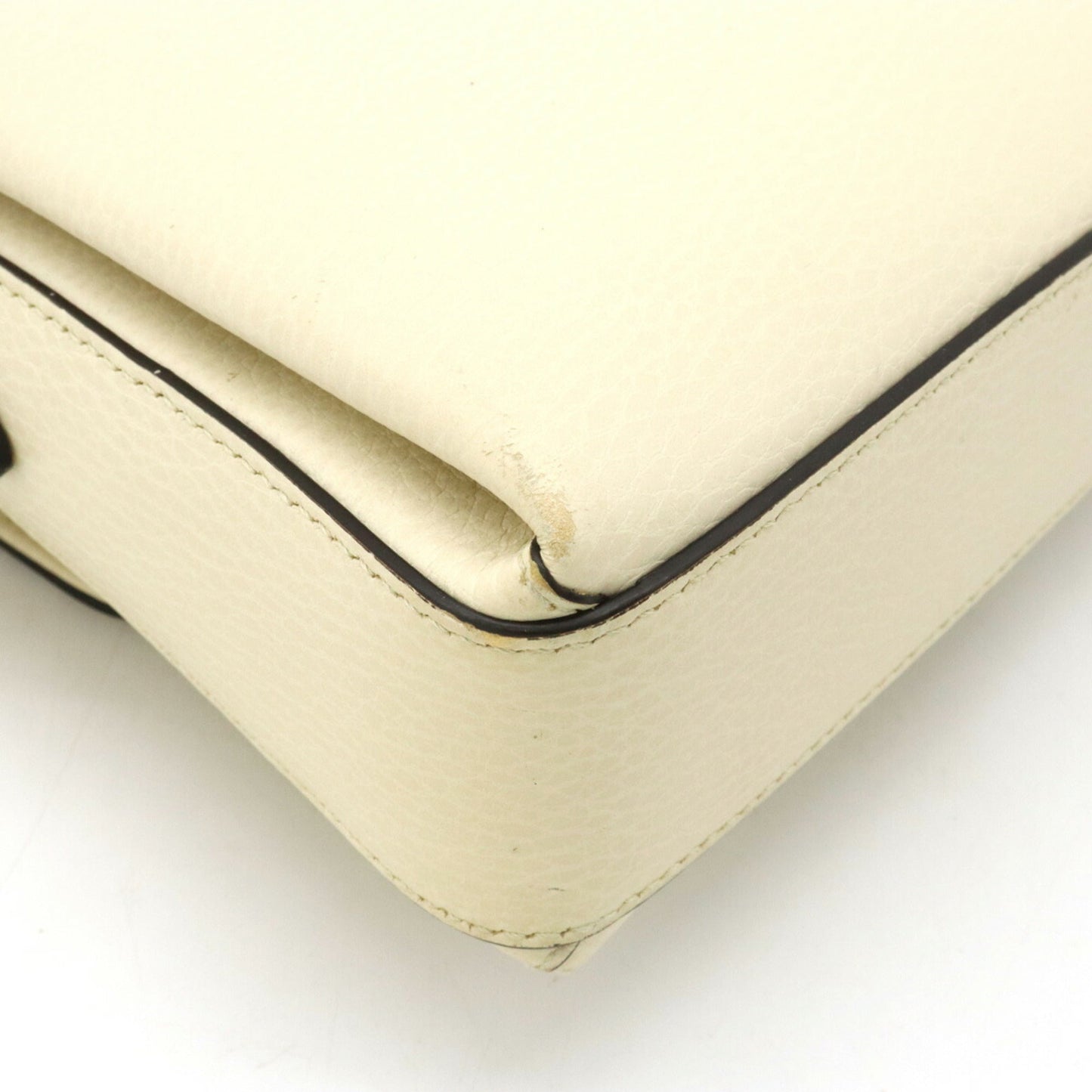 GUCCI Interlocking G Chain Shoulder Bag Clutch Ivory 607720