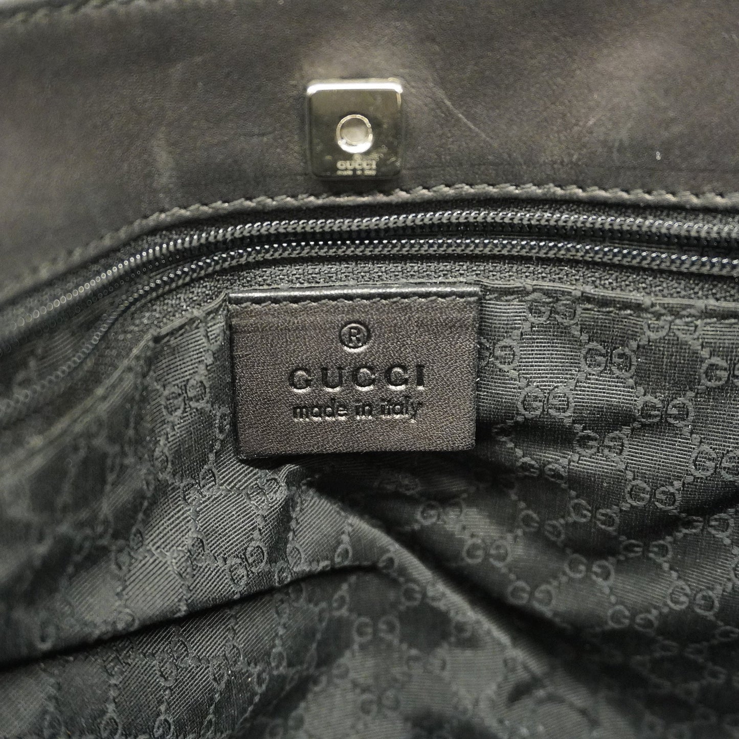 GUCCIAuth Sherry Line 73984 Women's Denim,Leather Handbag Black
