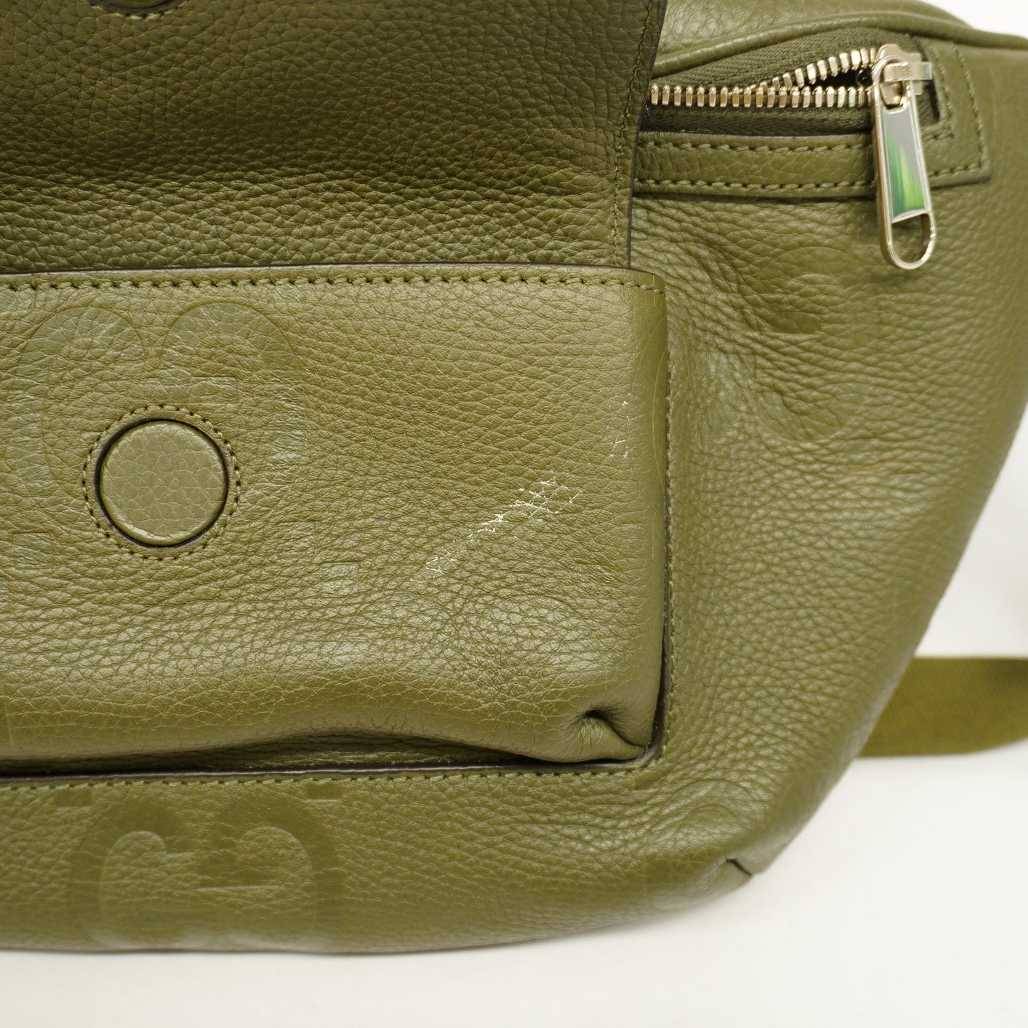 GUCCI Jumbo GG 645093 Men's Leather Sling Bag Khaki