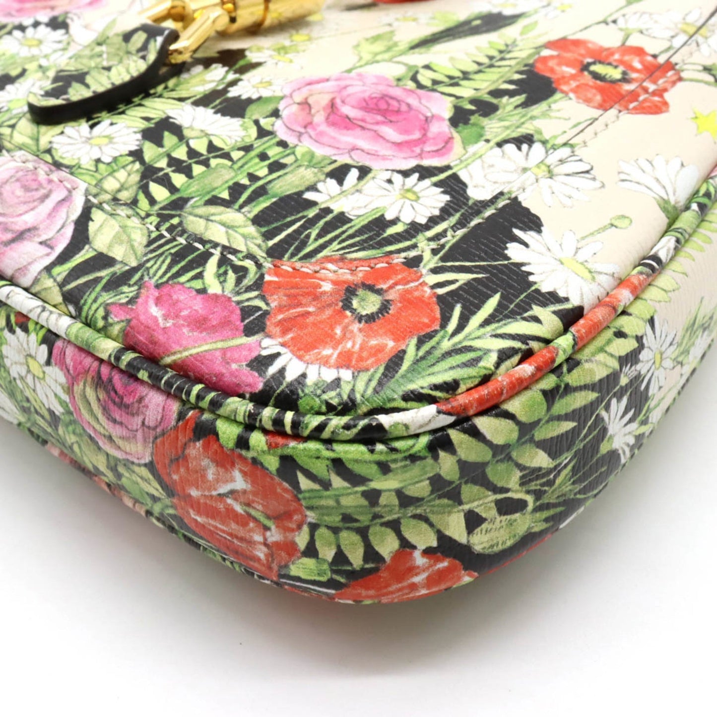 GUCCI Jackie 1961 Hobo Handbag Shoulder Higuchi Yuko Collaboration Flower Leather Ivory Day Limited 637091