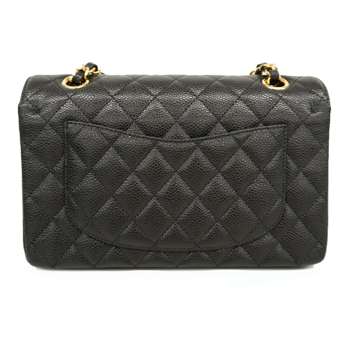 CHANELAuth Matelasse W Flap W Chain Women's Caviar Leather Shoulder Bag Black