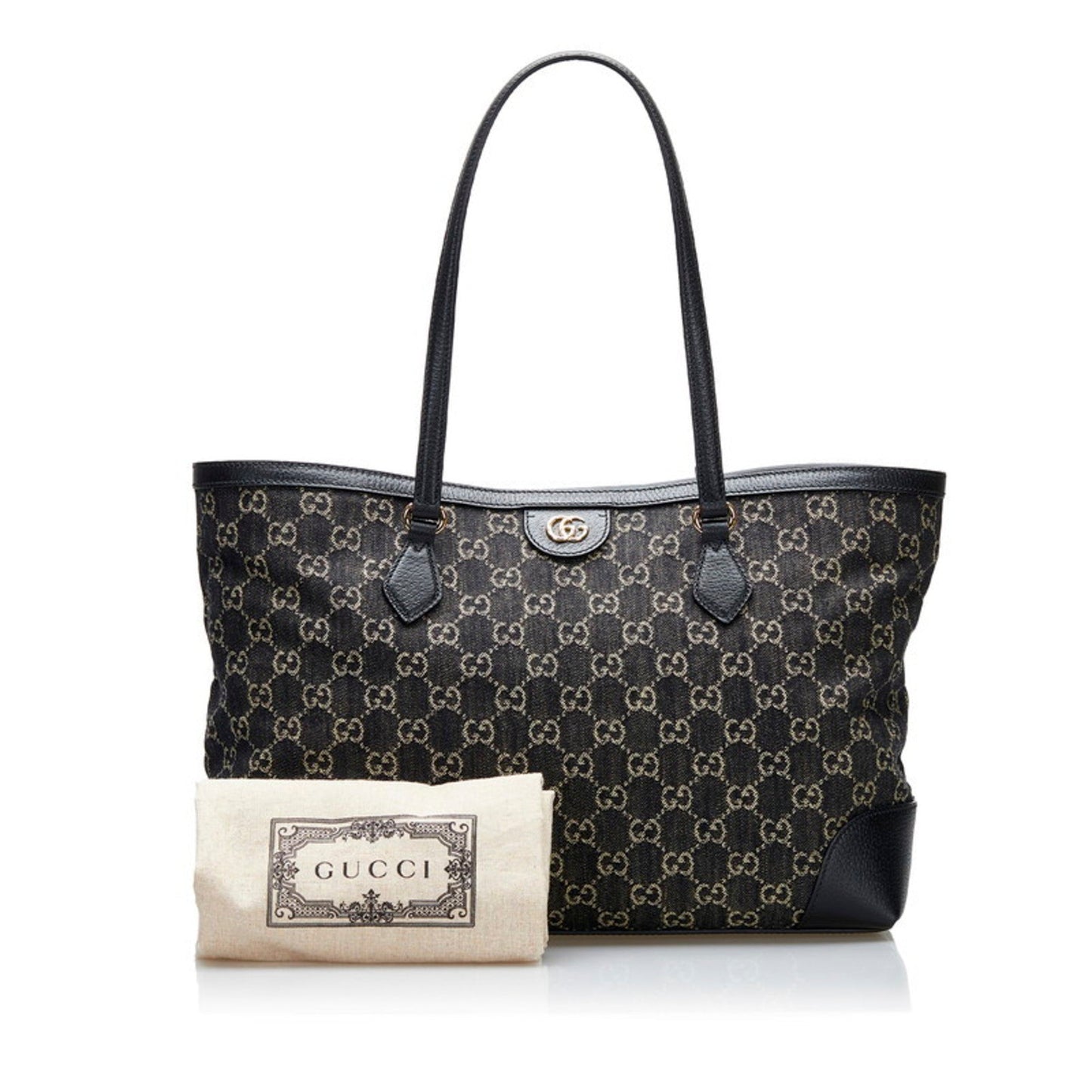 Gucci Offdia GG Medium Tote Bag 631685 Black Canvas Leather Ladies GUCCI
