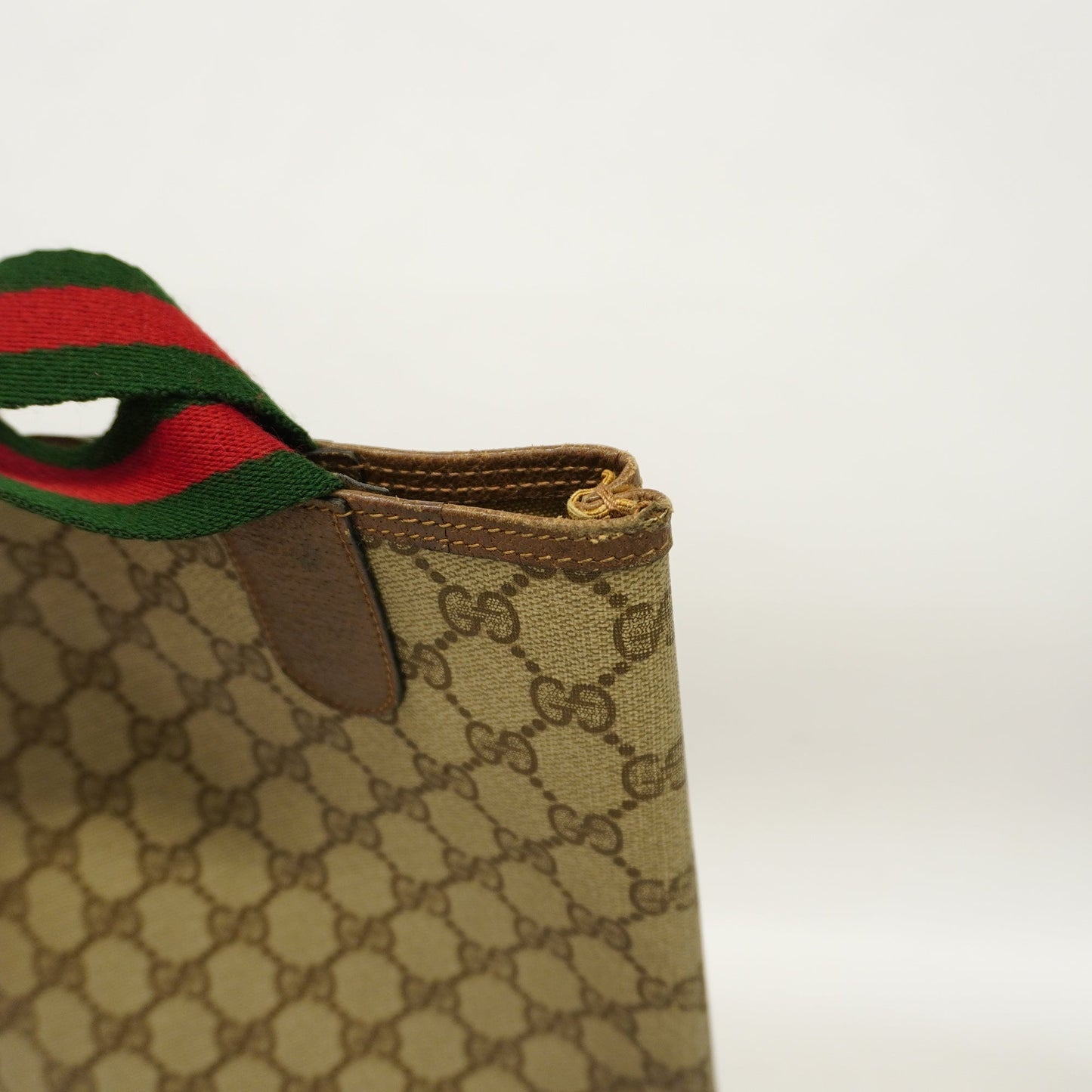 GUCCIAuth Sherry Line Tote Bag 39 02 003 Women's GG Supreme,Leather Beige,Brown