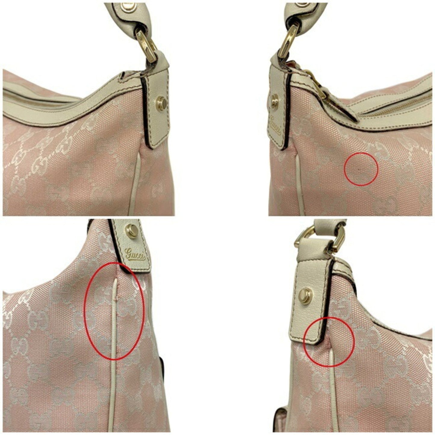 Gucci Bag Pink White Abbey 153025 Canvas Leather GUCCI Ladies GG