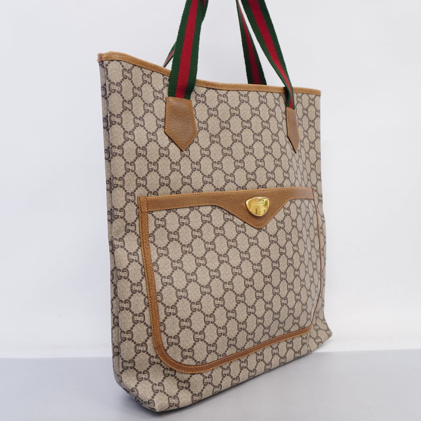 Gucci Sherry Line 39 02 003 Women's GG Plus,Leather Tote Bag Beige