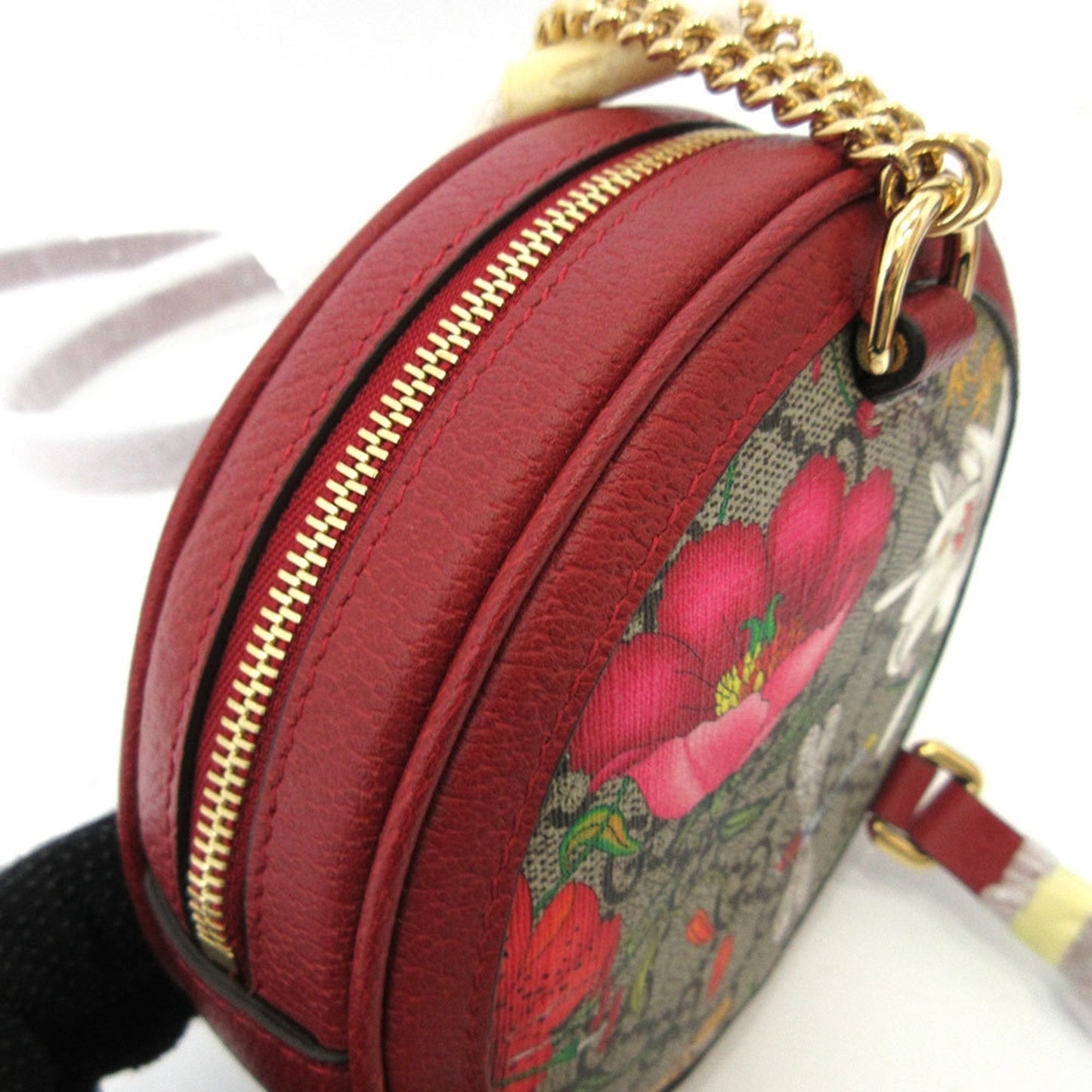 Gucci Bag Offidia Mini Rucksack Backpack Red Flower Circle Ladies GG Flora