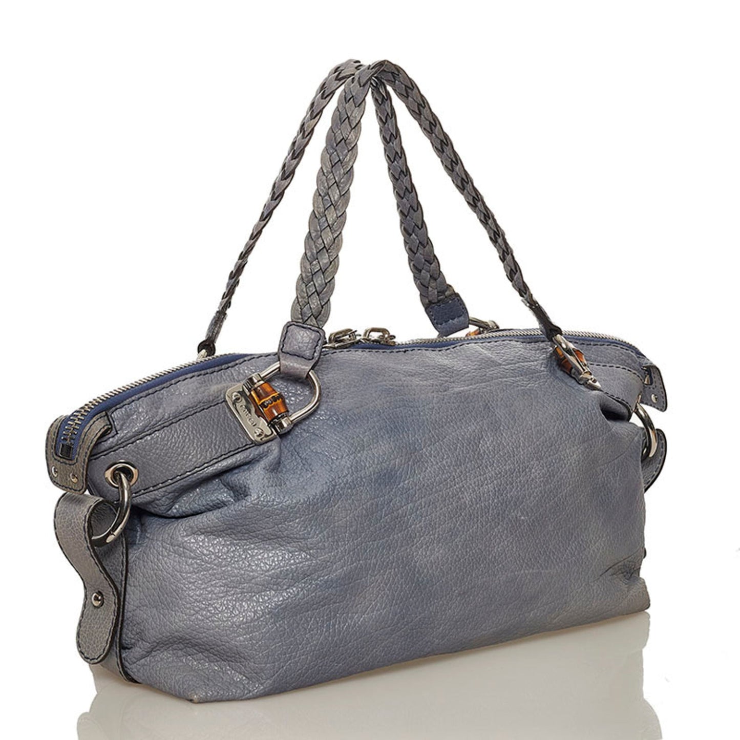 Gucci Bamboo Tote Bag 232959 Blue Leather Ladies Gucci