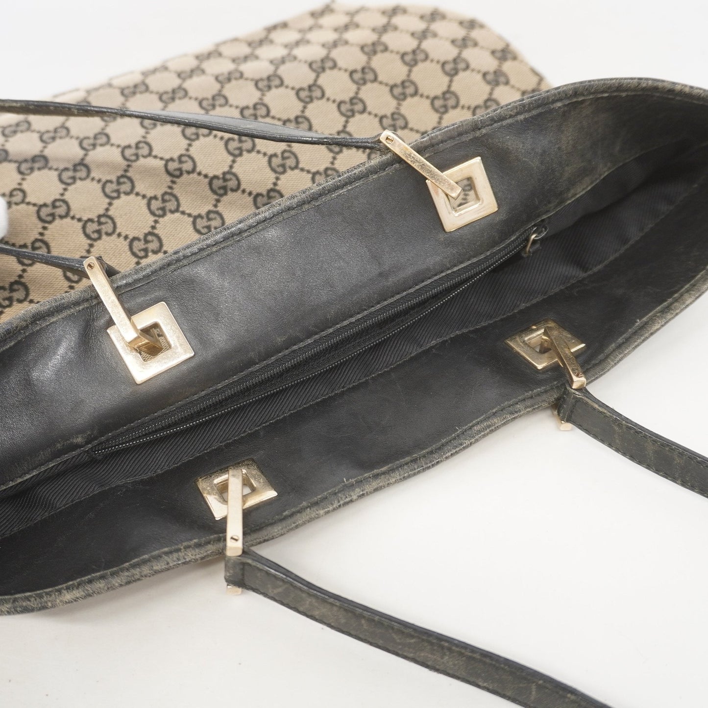 Gucci 002 1098 Women's GG Canvas Tote Bag Black