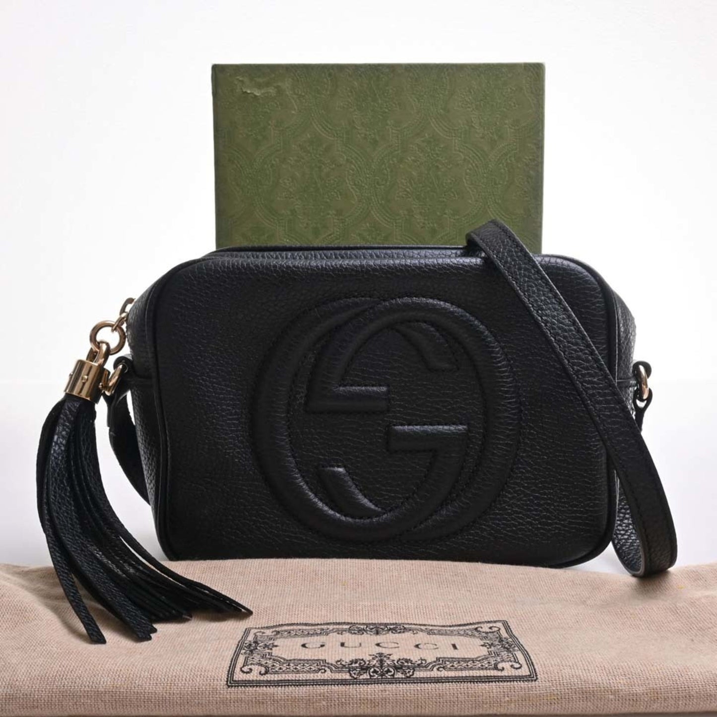 GUCCI Soho Leather Small Disco Bag Shoulder 308364 Black Ladies